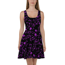 Load image into Gallery viewer, Floral Skater - Black Purple Dress