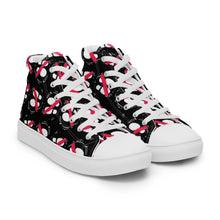 Load image into Gallery viewer, FOOT PRINT - Don't Stand here! YC - Black - Men’s high top canvas shoes