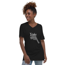 Load image into Gallery viewer, LIAKA (Love is a killer application) Black Unisex Short Sleeve V-Neck T-Shirt
