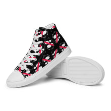 Load image into Gallery viewer, FOOT PRINT - Don't Stand here! - Black - Women’s high top canvas shoes