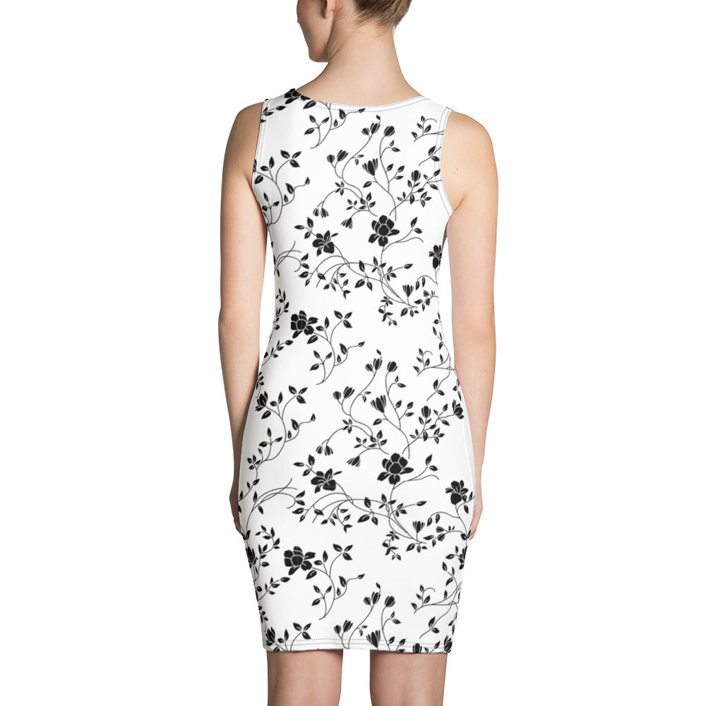 Floral Black and White Sublimation Cut & Sew Dress