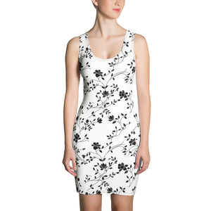 Floral Black and White Sublimation Cut & Sew Dress