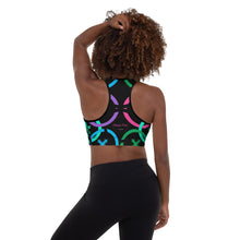 Load image into Gallery viewer, Olympic Pride - Black Multicolour Padded Sports Bra
