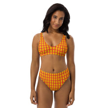 Load image into Gallery viewer, RED &amp; YELLOW pattern - Recycled high-waisted bikini
