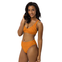 Load image into Gallery viewer, RED &amp; YELLOW pattern - Recycled high-waisted bikini
