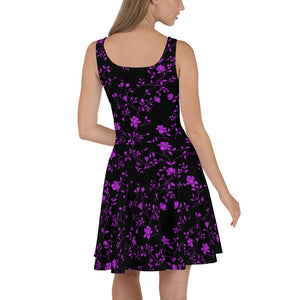 Floral Skater - Black Purple Dress