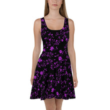 Load image into Gallery viewer, Floral Skater - Black Purple Dress
