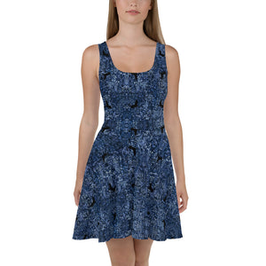 Dark Blue - Unique Horn Skater Dress