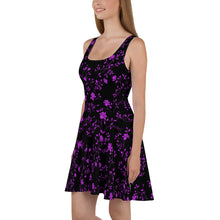 Load image into Gallery viewer, Floral Skater - Black Purple Dress
