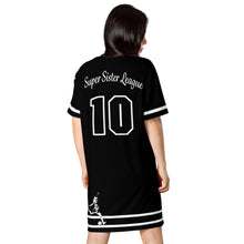 Load image into Gallery viewer, NR 10 - Super Sister League - Black T-shirt dress
