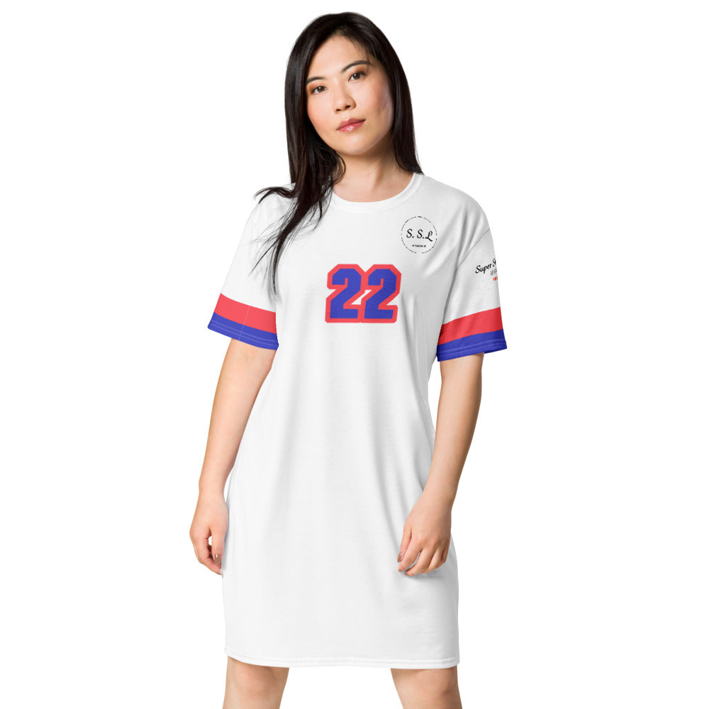 NR. 22 - Super Sister League - Bue -Red T-shirt dress