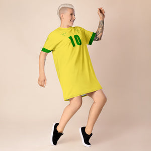 NR. 10 - Super Sister League - green/yellow T-shirt dress