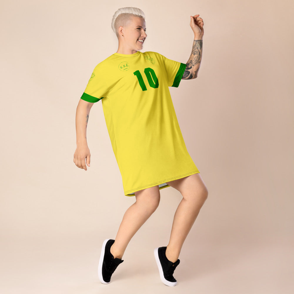 NR. 10 - Super Sister League - green/yellow T-shirt dress