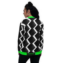 Load image into Gallery viewer, ZIZZAG - Black &amp; White &amp; Green Unisex Bomber Jacket
