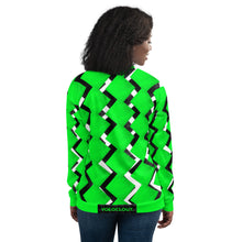 Load image into Gallery viewer, ZIZZAG - Green &amp; Black &amp; White Unisex Bomber Jacket
