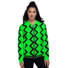 Load image into Gallery viewer, CROCO ZIZZAG Black - Green Unisex Bomber Jacket
