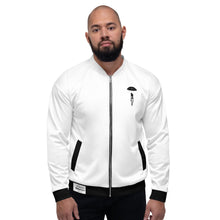 Load image into Gallery viewer, Hanging from Heaven - White - Unisex Bomber Jacket
