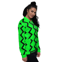 Load image into Gallery viewer, CROCO ZIZZAG Black - Green Unisex Bomber Jacket
