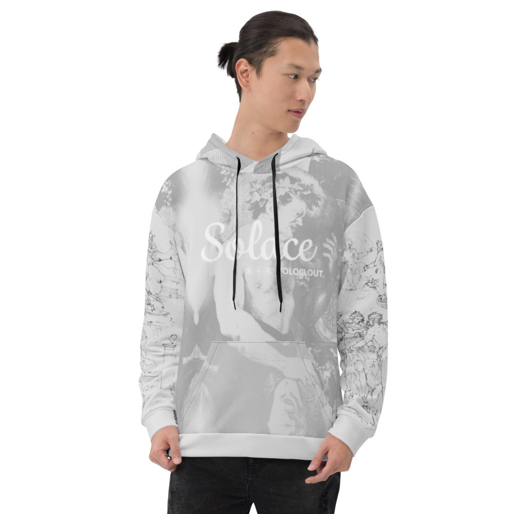 SOLACE - Yoloclout. Fine Art Fit - Light Blue Unisex Hoodie