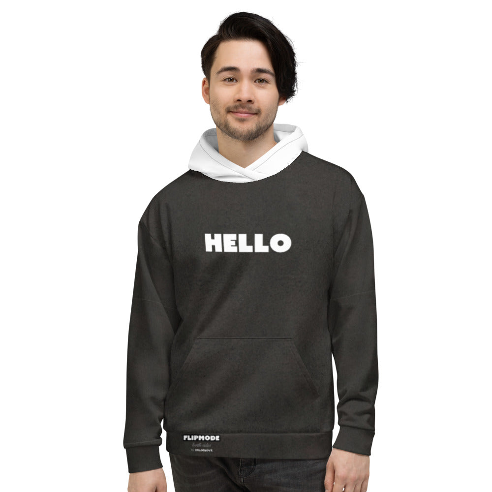 HELLO/GOODBYE - Flipmode - B&W - Unisex Hoodie