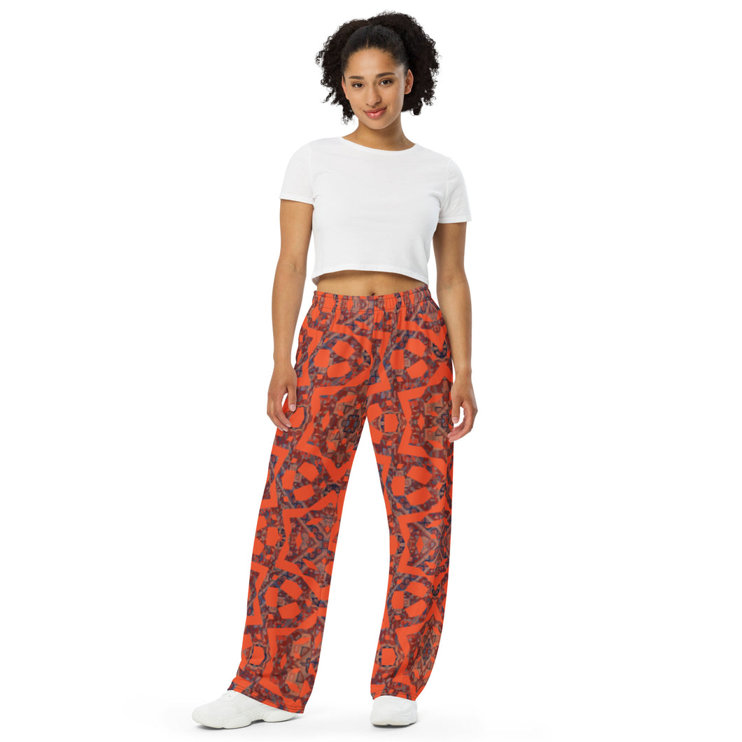 RUG BEAT - All-over print unisex wide-leg pants