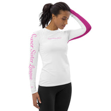 Load image into Gallery viewer, Lionesses - Pinky Super Sister League - White Women&#39;s Rash Guard
