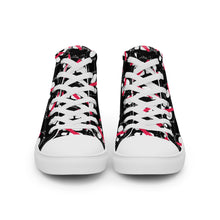 Load image into Gallery viewer, FOOT PRINT - Don&#39;t Stand here! YC - Black - Men’s high top canvas shoes
