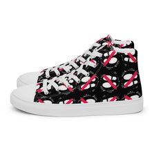 Load image into Gallery viewer, FOOT PRINT - Don&#39;t Stand here! YC - Black - Men’s high top canvas shoes
