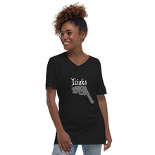 Load image into Gallery viewer, LIAKA (Love is a killer application) Black Unisex Short Sleeve V-Neck T-Shirt
