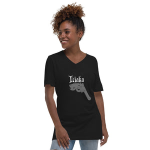 LIAKA (Love is a killer application) Black Unisex Short Sleeve V-Neck T-Shirt