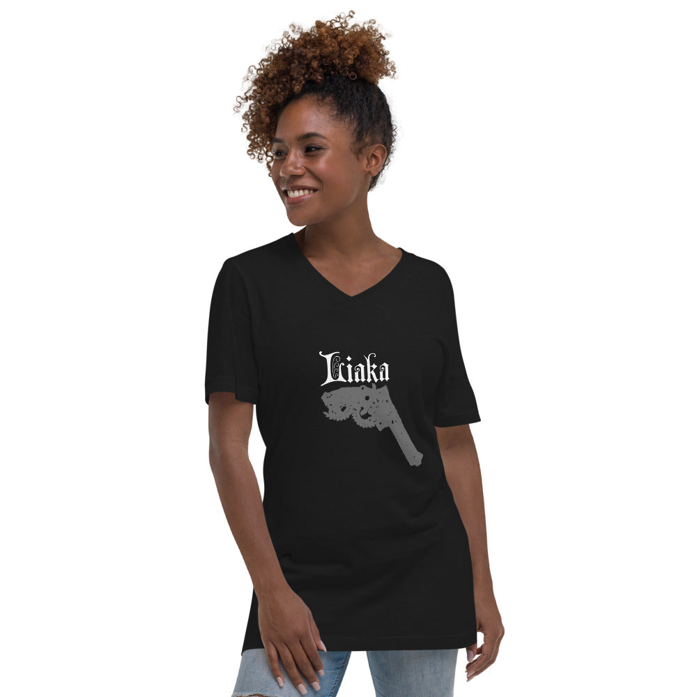 LIAKA (Love is a killer application) Black Unisex Short Sleeve V-Neck T-Shirt