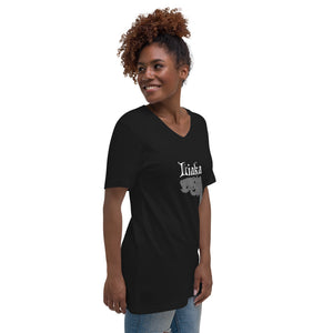 LIAKA (Love is a killer application) Black Unisex Short Sleeve V-Neck T-Shirt