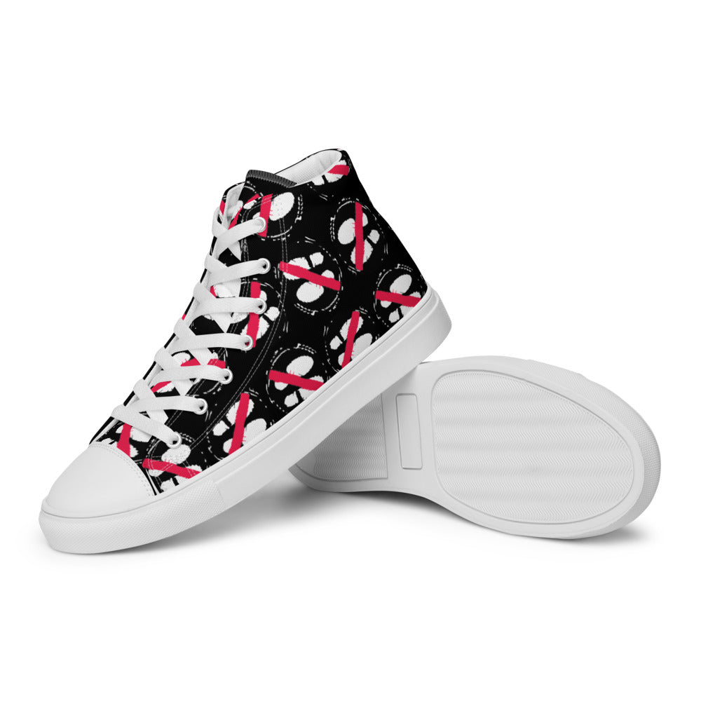 FOOT PRINT - Don't Stand here! - Black - Women’s high top canvas shoes